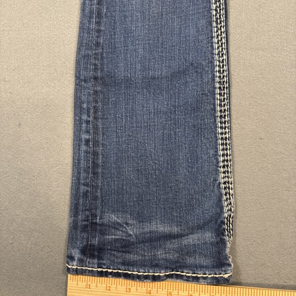 Rock Revival Kai Boot  Jeans Womens 27 Embroidered THICK STITCH WHISKERING - Picture 7 of 11